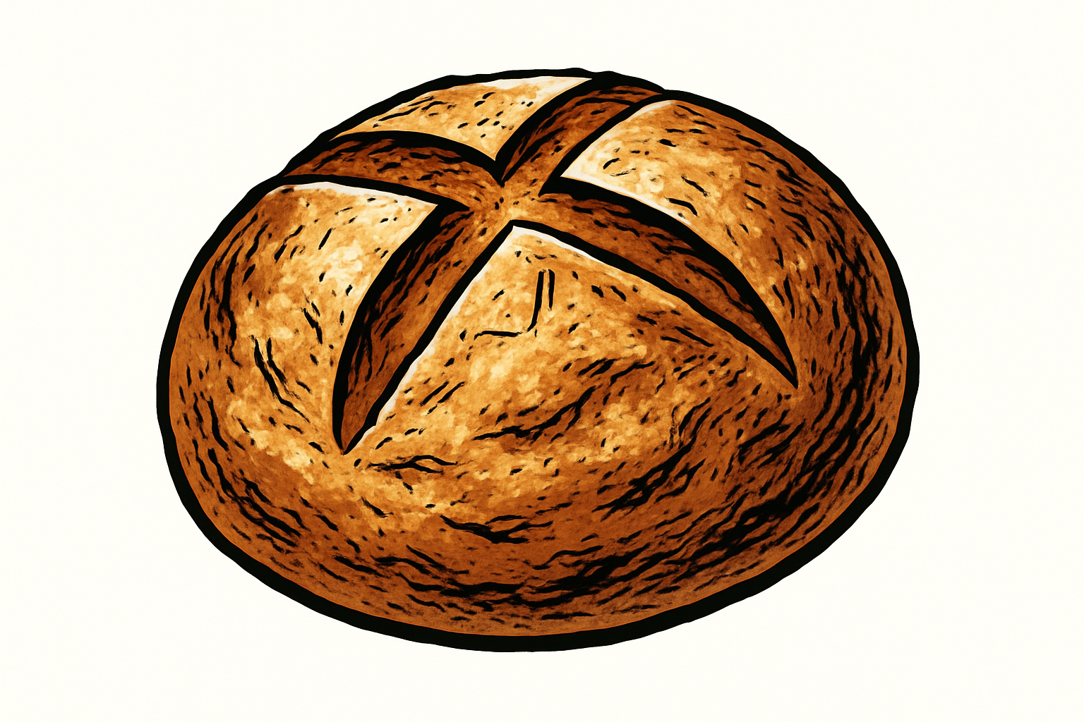 sourdough bread loaf with cross clipart